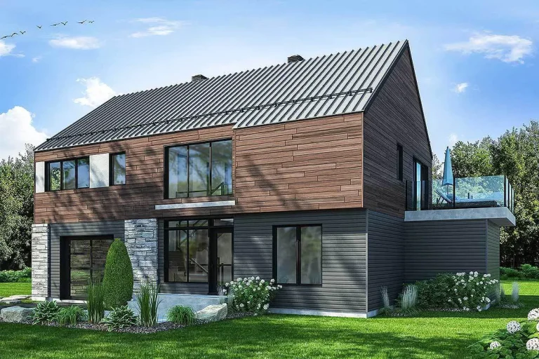 Double-Story Modern Barndominium-Style House With Huge Deck & Upside-Down Layout (Floor Plans)