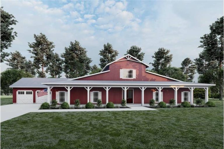 Single-Story, 5-Bedroom 3,277 Sq. Ft. Barn-Style House with Mudroom & Pet Center (Floor Plans)