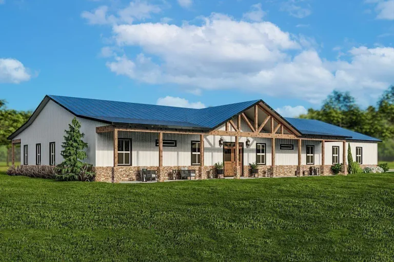 Single-Story, 5-Bedroom Exclusive Barndominium-Style House (Floor Plan)