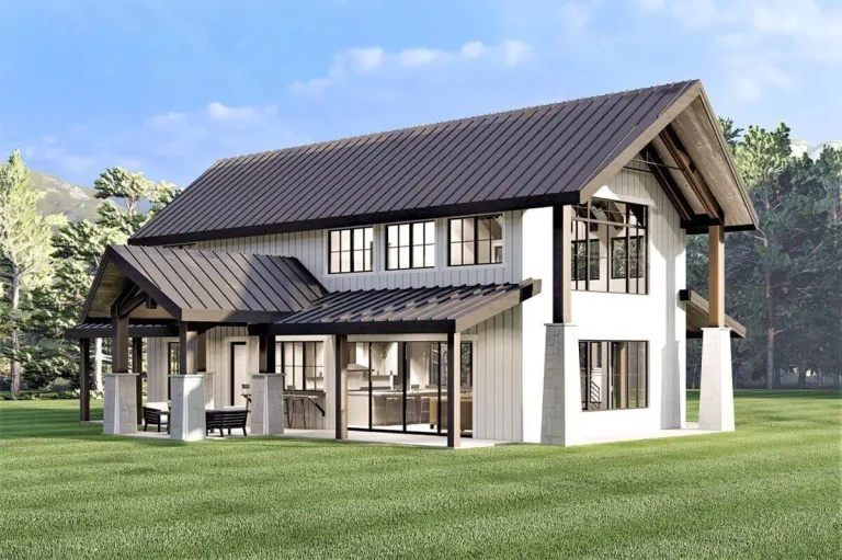 3-Bedroom Modern Barndominium-Style House under 2,000 Square Feet (Floor Plans)
