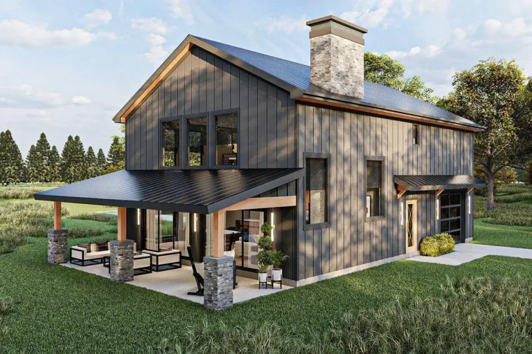 Double-Story, 2-Bedroom Barndominium with Drive-thru Garage (Floor Plan)