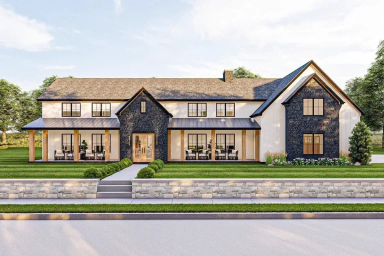 Double-Story, 4-Bedroom Barndominium-Style House Just Over 3,000 Square Feet (Floor Plan)