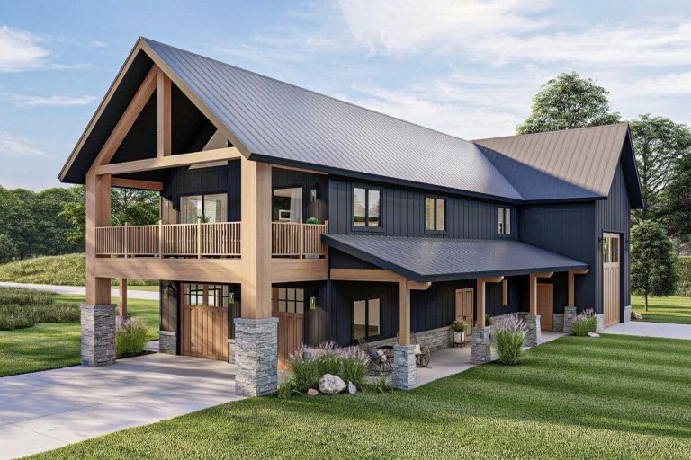 Double-Story, 2-Bedroom Barndominium-Style Carriage House (Floor Plans)