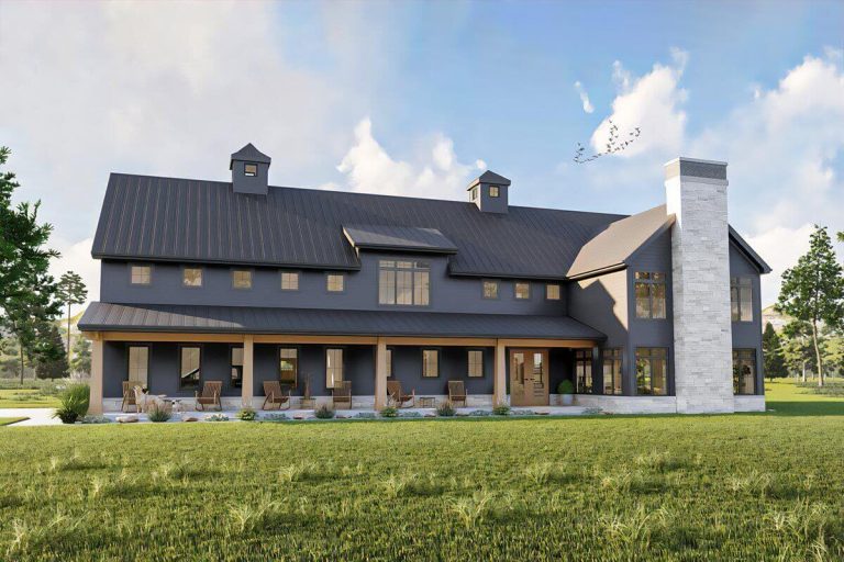 Double-Story, 4-Bedroom 2,700 Square Foot Barndominium-Style House with 3 Outdoor Spaces (Floor Plans)