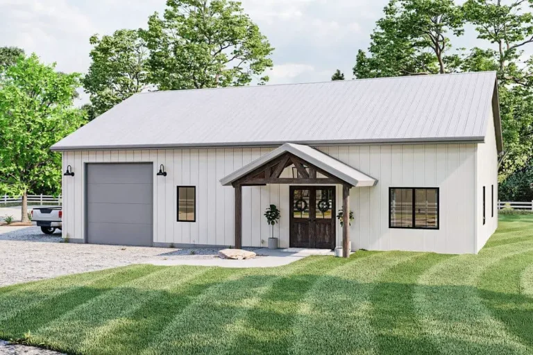 Single-Story, 2-Bedroom Barndominium With Drive-Through Shop (Floor Plan)