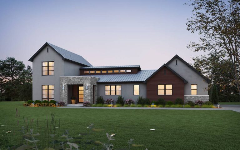 4-Bedroom Wimberley Open Floor Barndominium Style House (Floor Plans)